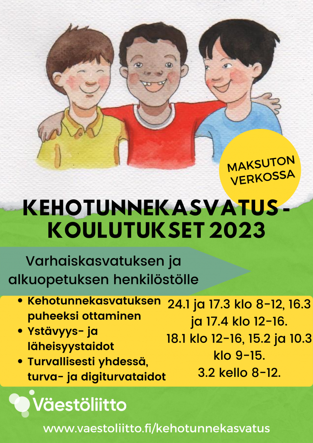 Kevään Uudet Kehotunnekasvatuskoulutukset - Väestöliitto.fi