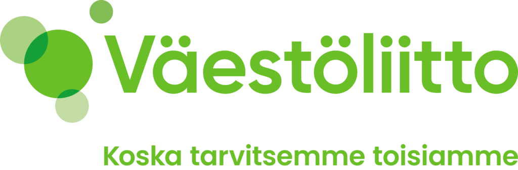 Väestöliiton logo tunnuslauseella Koska tarvitsemme toisiamme